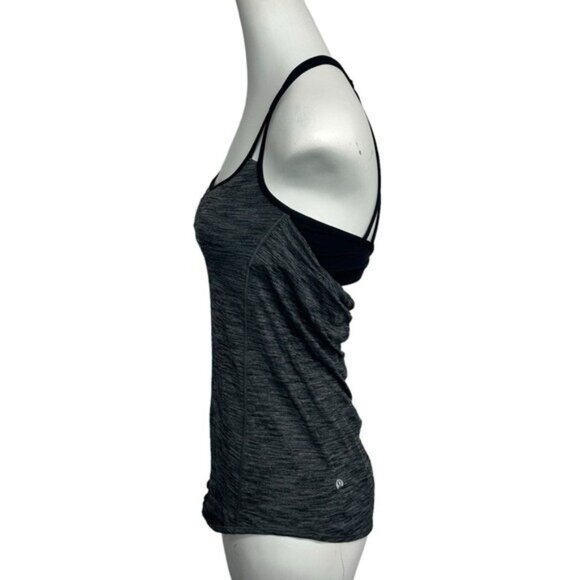Lululemon 4 Lighten Up Tank Heathered Black W1NA7S Lion Luxtreme Wicking Stretch - Picture 2 of 8